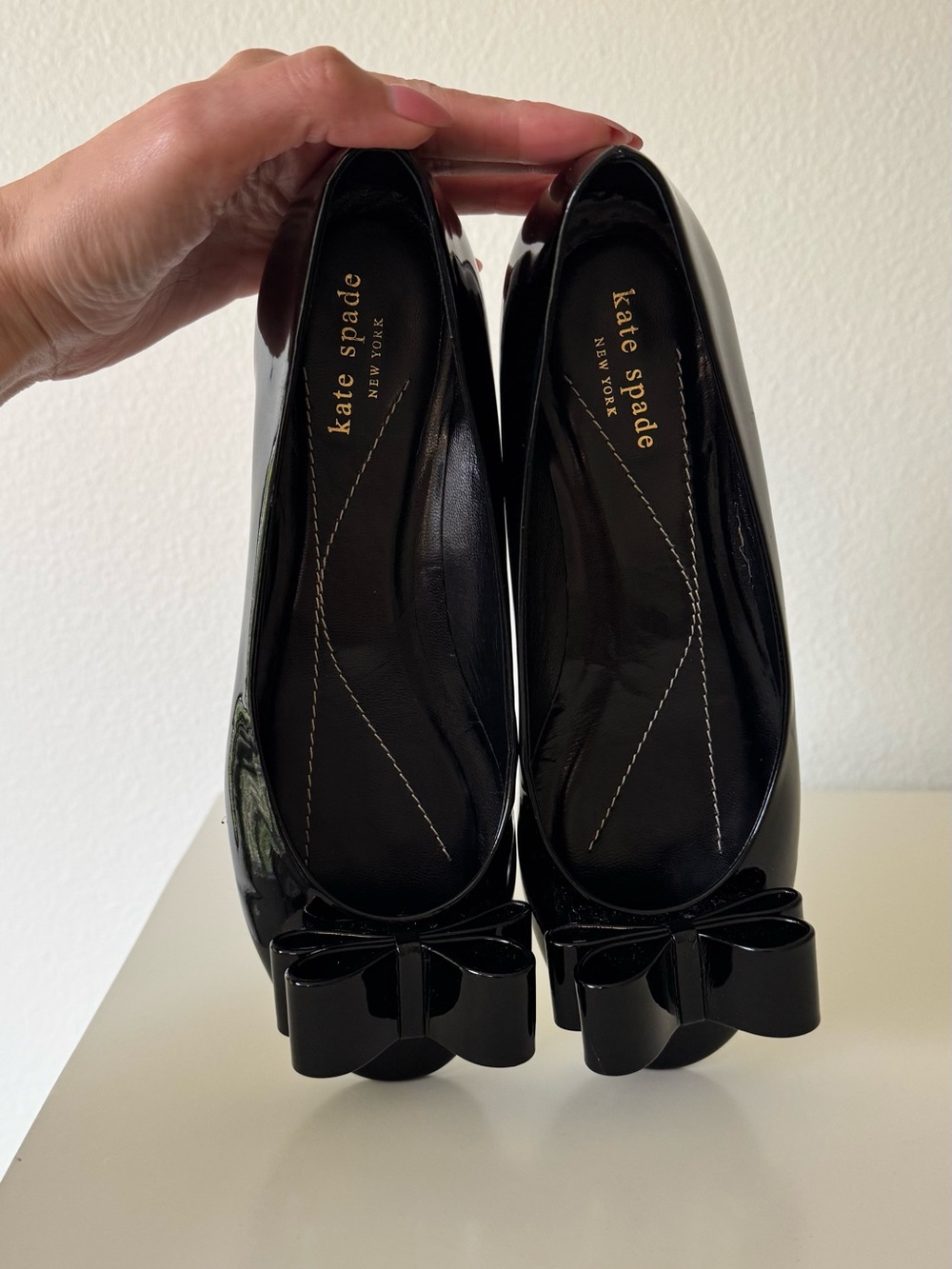 Kate Spade Black Patent Bow Flats 9 - Picture 7 of 9